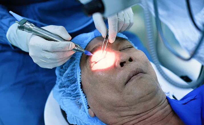 eye surgery on asian male patient